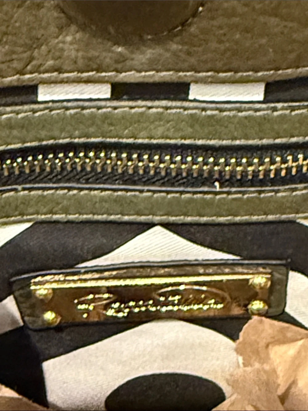 Roccatella Jane Belted Leather Satchel Bag in Cognac, Olive & Black